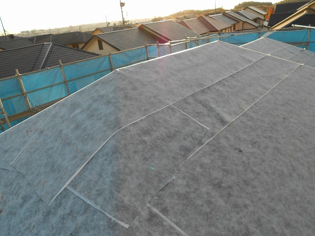 防水シートを施工した屋根